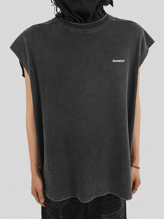 UNDERWATER Deconstructed Hand Damaged Sleeveless Tee Tank Top