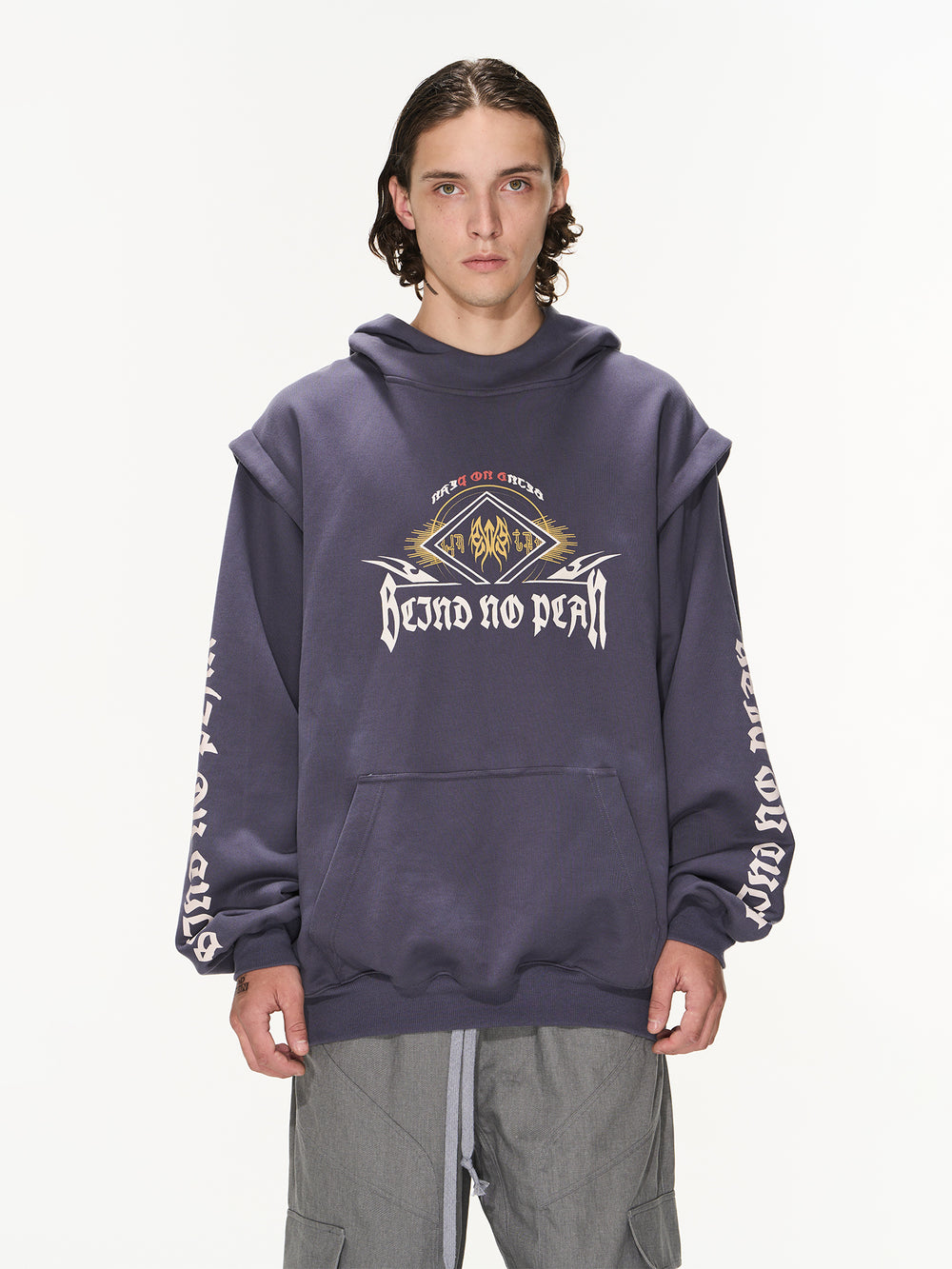 BLIND NO PLAN Fake Two Printed Hoodie