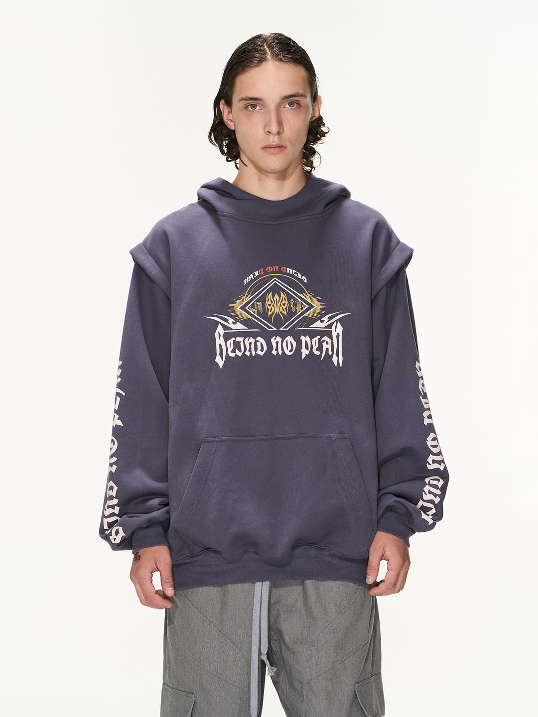 BLIND NO PLAN Fake Two Printed Hoodie