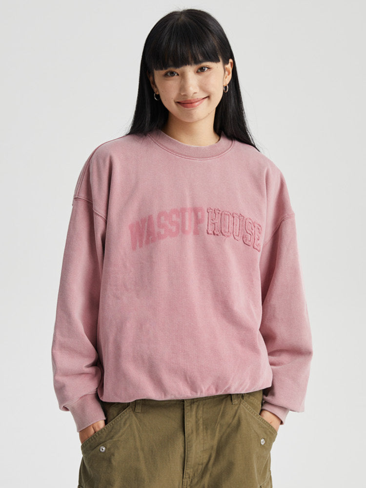 Wassup House Heavy Washing Destruction Patch Embroidery Sweatshirt