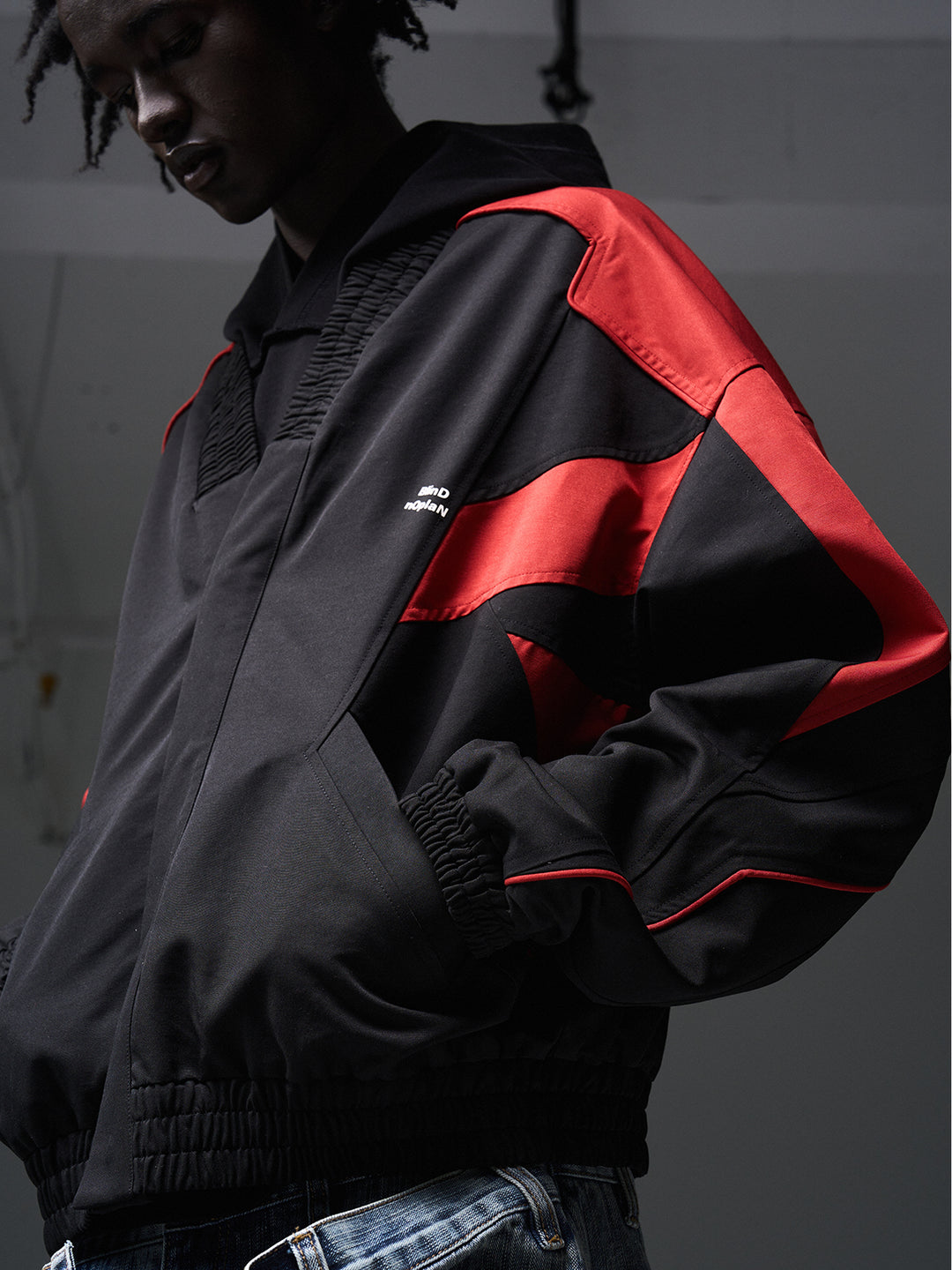 BLIND NO PLAN Color Blocked Drawstring Jacket