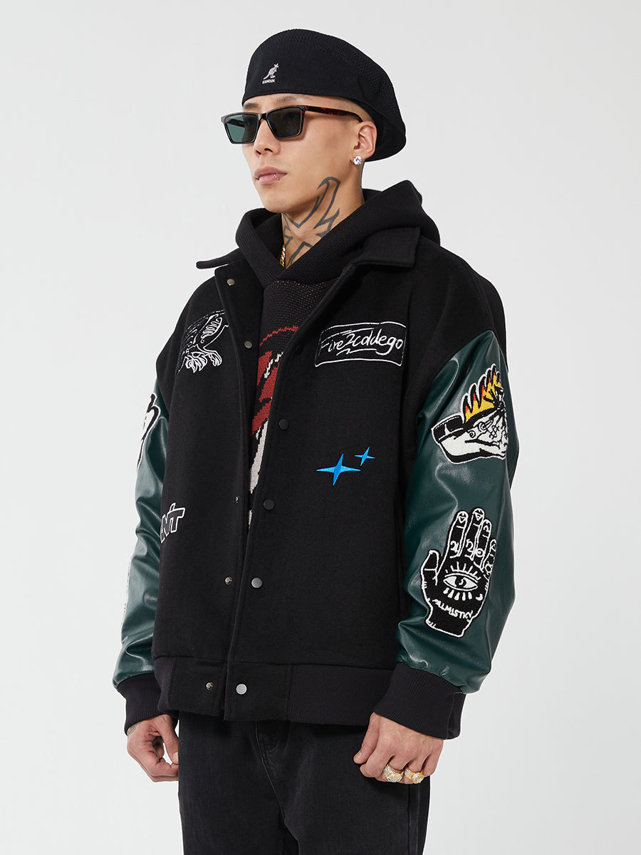 F2CE Towel Embroidered Wool Varsity Jacket | Face 3 Face