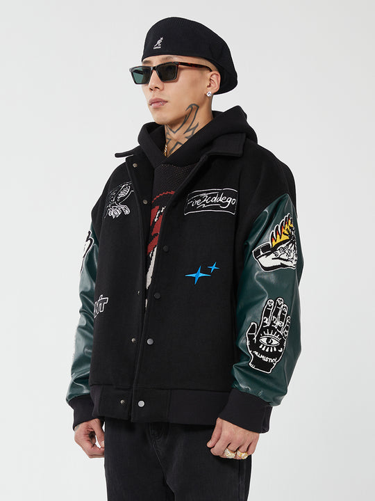 F2CE Towel Embroidered Wool Varsity Jacket | Face 3 Face