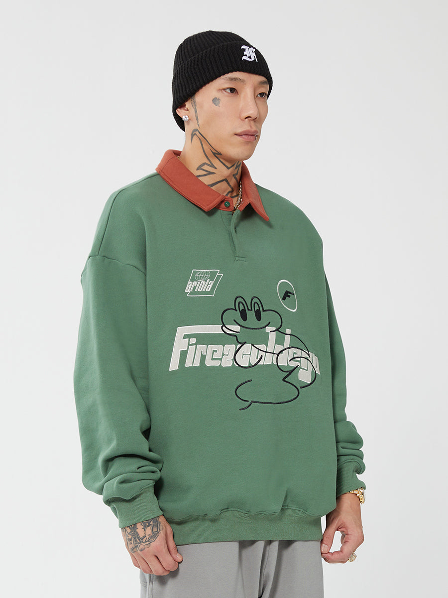 F2CE Fire 2 Cold Ego LOGO Vintage Print Polo Sweatshirts | Face 3 Face