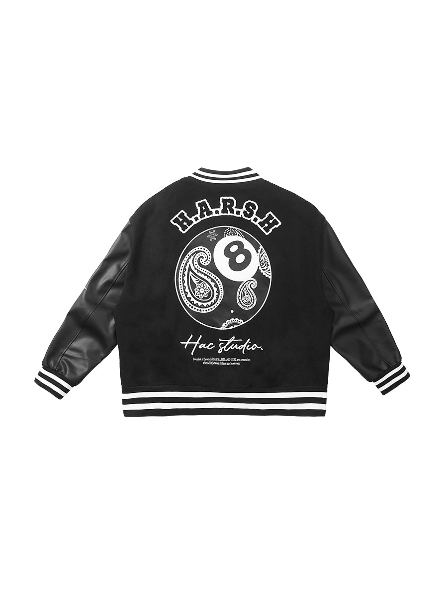 Harsh and Cruel Paisley Eight Ball (8 Ball) Varsity Jacket | Face 3 Face