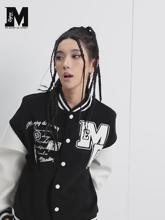 MEDM Metal Badge Spell 3D Embroidery Baseball Jacket