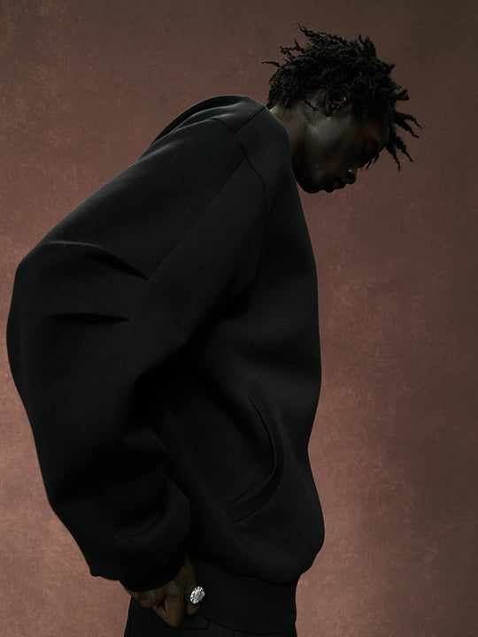 YADcrew 350G Heavyweight Around Zipper Pleated Sweatshirt