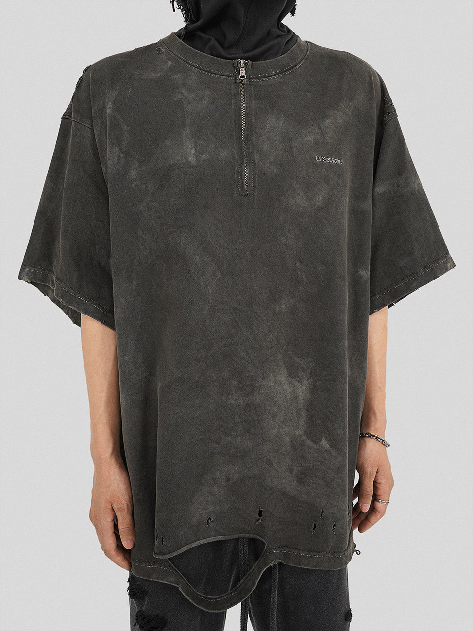 UNDERWATER Destruction Cross Deconstruction Zipper Tee Black