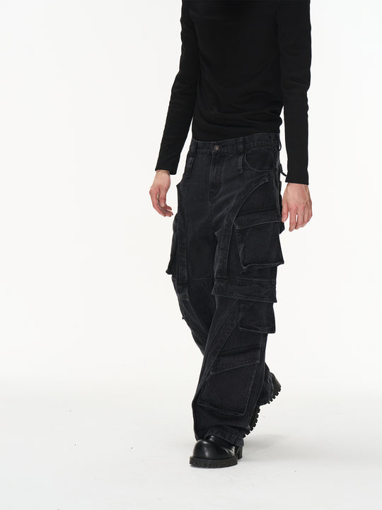 BLIND NO PLAN Deconstructed Workwear Pocket Denim Jeans