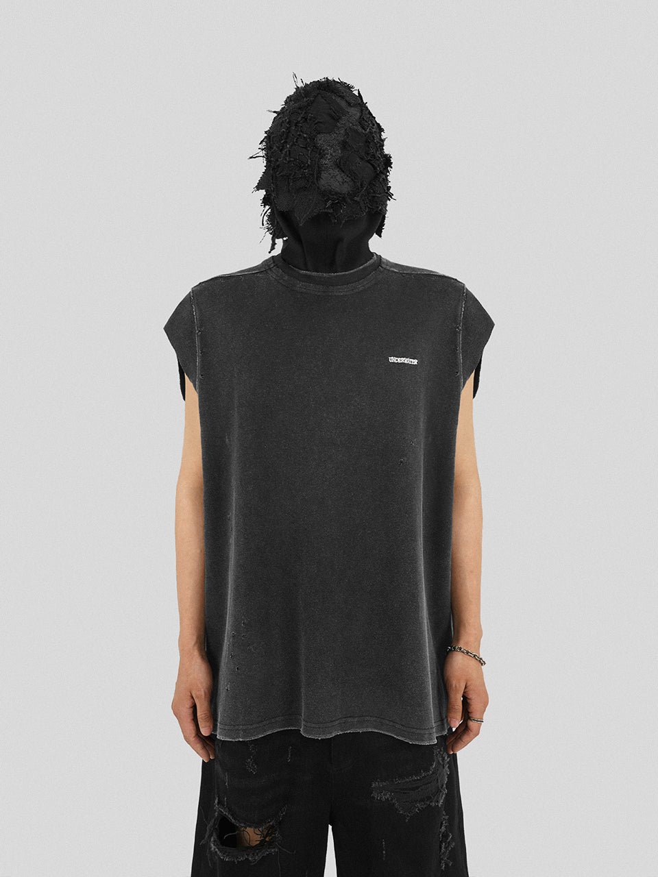 UNDERWATER Deconstructed Hand Damaged Sleeveless Tee Tank Top