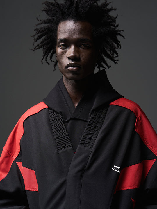 BLIND NO PLAN Color Blocked Drawstring Jacket