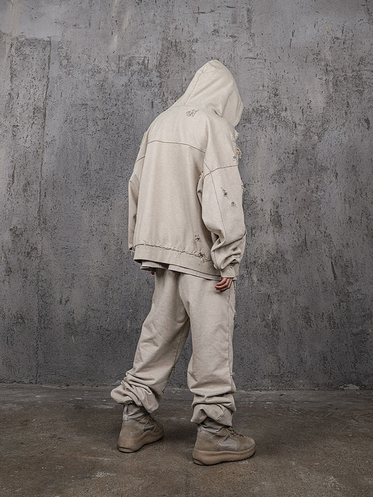 UNDERWATER Wasteland Distressed Zip Up Hoodie