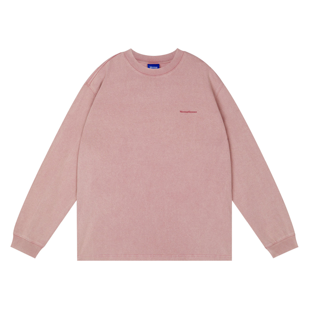 Wassup House Washed Faded Logo Long Sleeved Tee