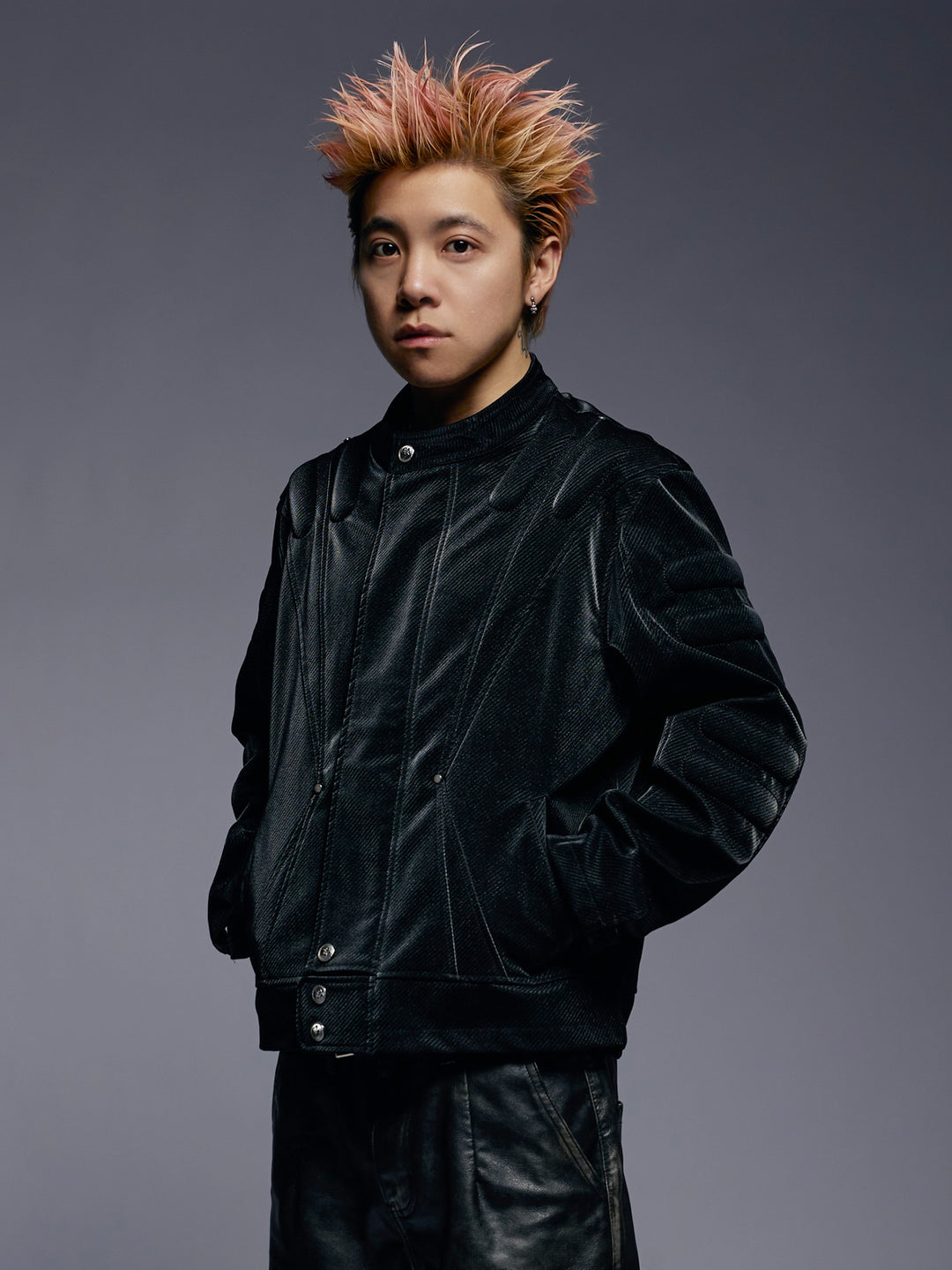 YADcrew x SmallTownKid 3D Cotton Special Texture Leather Jacket