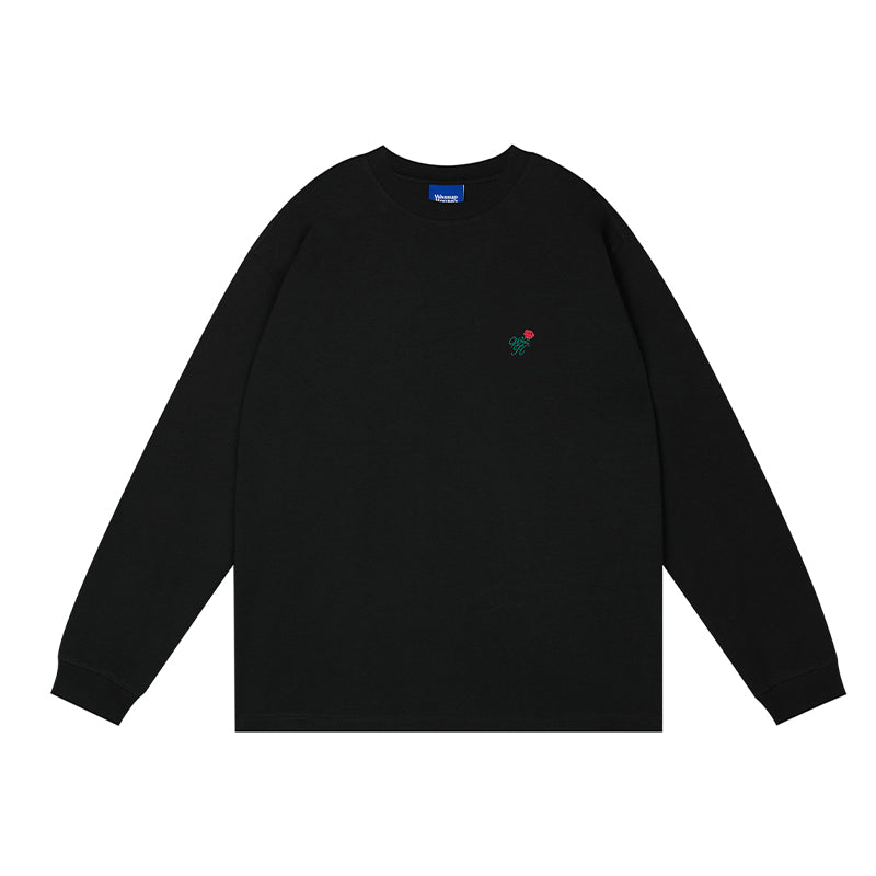 Wassup House Rose Embroidery Long Sleeved Tee